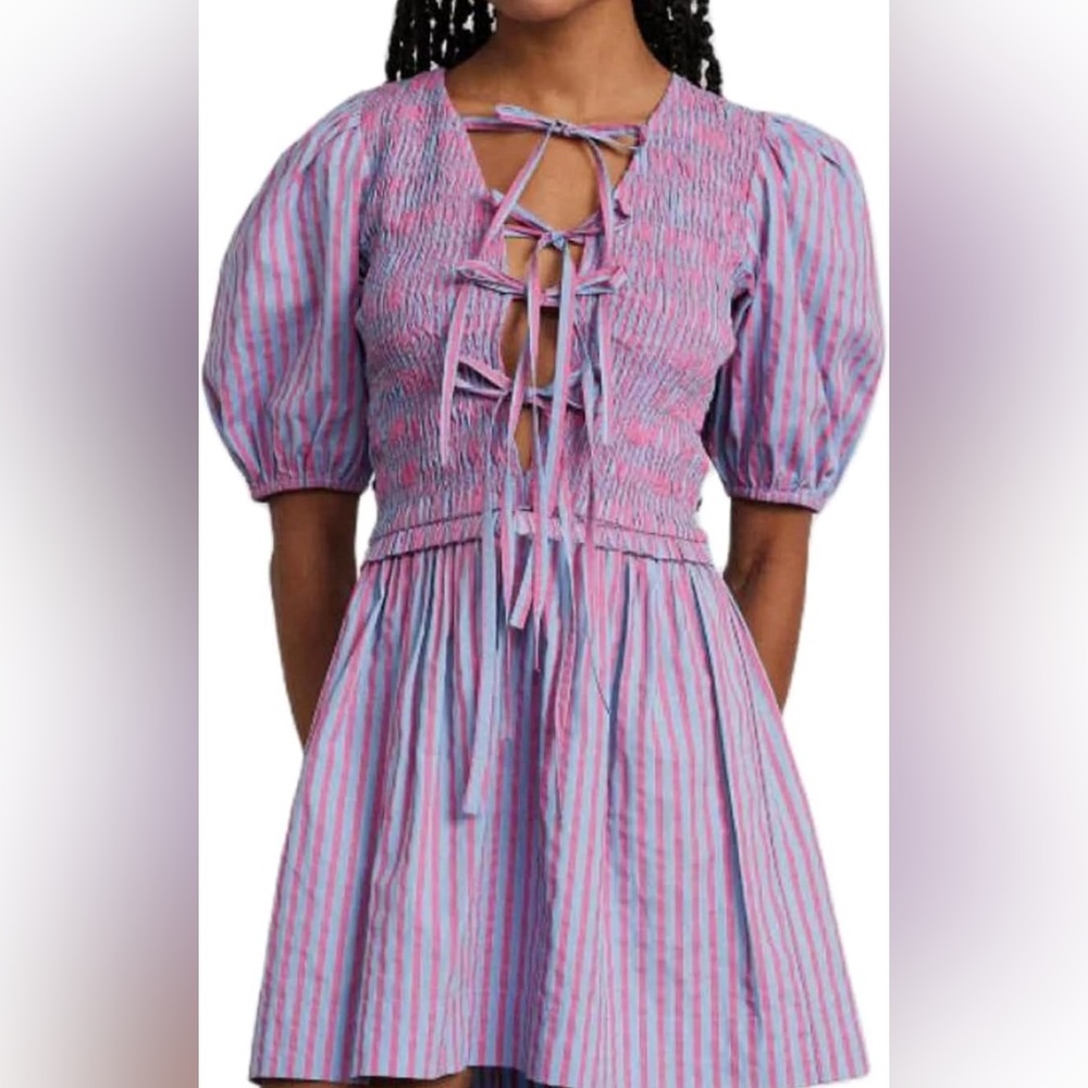 Chic Striped Mini Dress in Pink and Blue